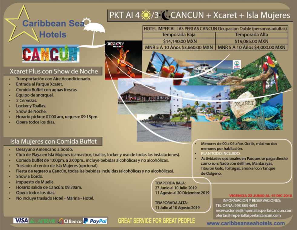 Paquete Xcaret y Hotel en Cancun